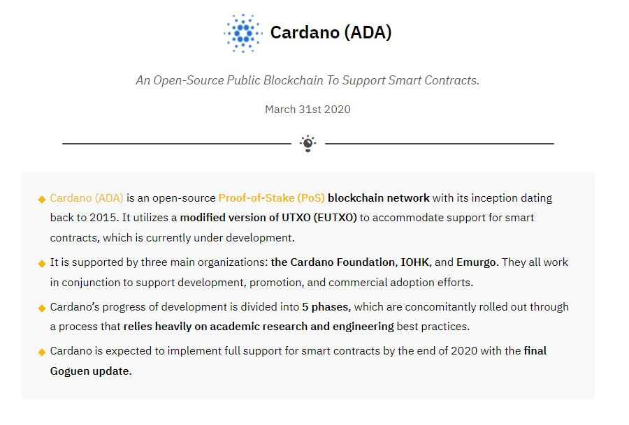 Cardano Binance Research